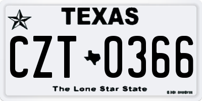 TX license plate CZT0366