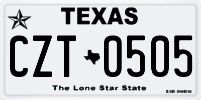 TX license plate CZT0505