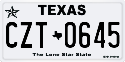 TX license plate CZT0645