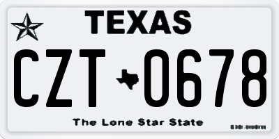 TX license plate CZT0678
