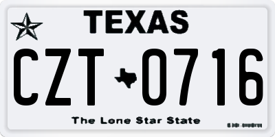 TX license plate CZT0716