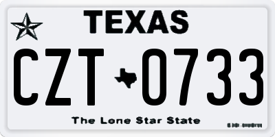 TX license plate CZT0733