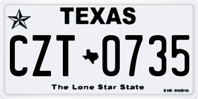 TX license plate CZT0735