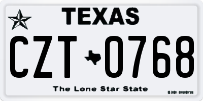 TX license plate CZT0768