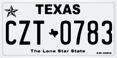 TX license plate CZT0783