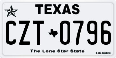 TX license plate CZT0796