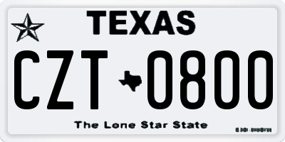 TX license plate CZT0800