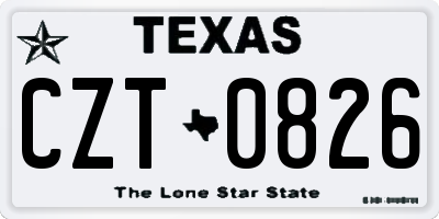 TX license plate CZT0826