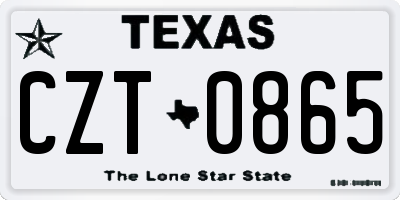 TX license plate CZT0865