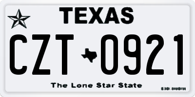 TX license plate CZT0921