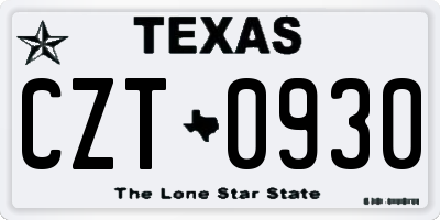 TX license plate CZT0930