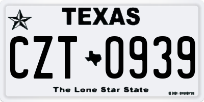TX license plate CZT0939