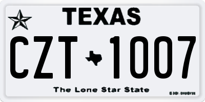 TX license plate CZT1007
