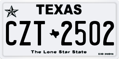 TX license plate CZT2502