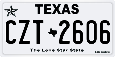 TX license plate CZT2606