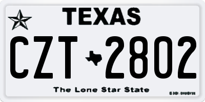 TX license plate CZT2802