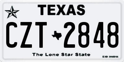 TX license plate CZT2848