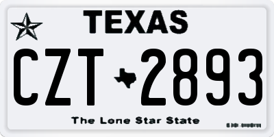 TX license plate CZT2893