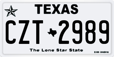 TX license plate CZT2989