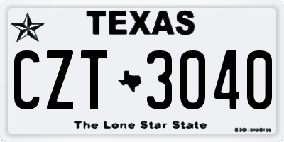 TX license plate CZT3040