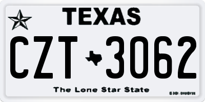 TX license plate CZT3062