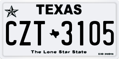 TX license plate CZT3105