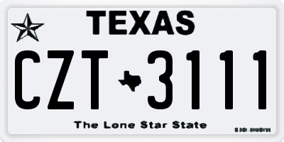 TX license plate CZT3111