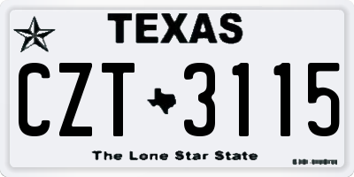 TX license plate CZT3115