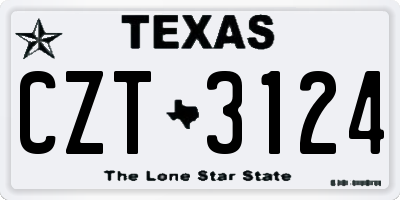 TX license plate CZT3124