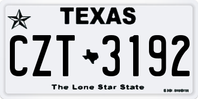 TX license plate CZT3192