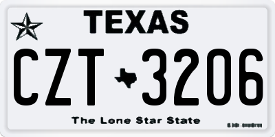 TX license plate CZT3206