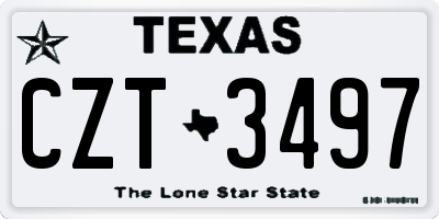 TX license plate CZT3497