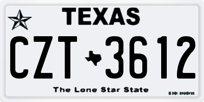 TX license plate CZT3612