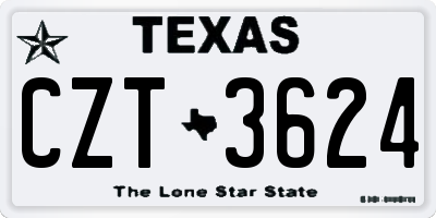 TX license plate CZT3624