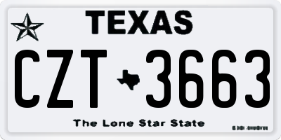 TX license plate CZT3663