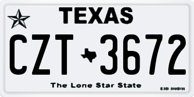 TX license plate CZT3672