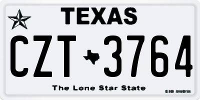 TX license plate CZT3764