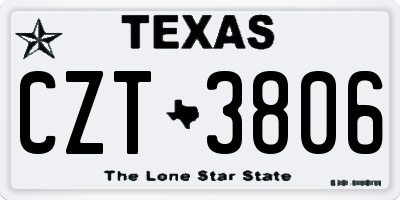 TX license plate CZT3806