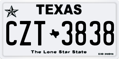 TX license plate CZT3838