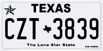 TX license plate CZT3839