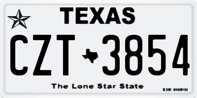 TX license plate CZT3854
