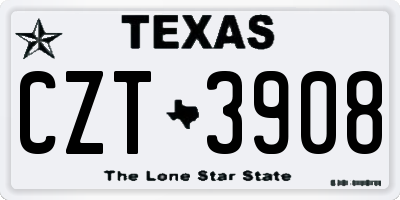 TX license plate CZT3908