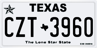 TX license plate CZT3960