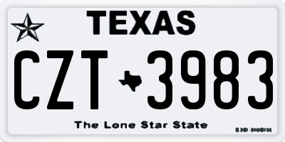 TX license plate CZT3983