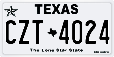 TX license plate CZT4024