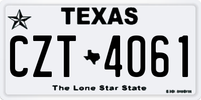 TX license plate CZT4061