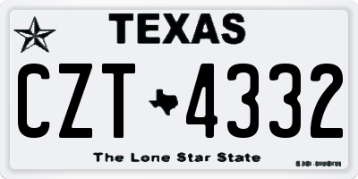 TX license plate CZT4332