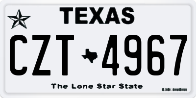 TX license plate CZT4967