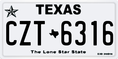 TX license plate CZT6316
