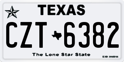 TX license plate CZT6382